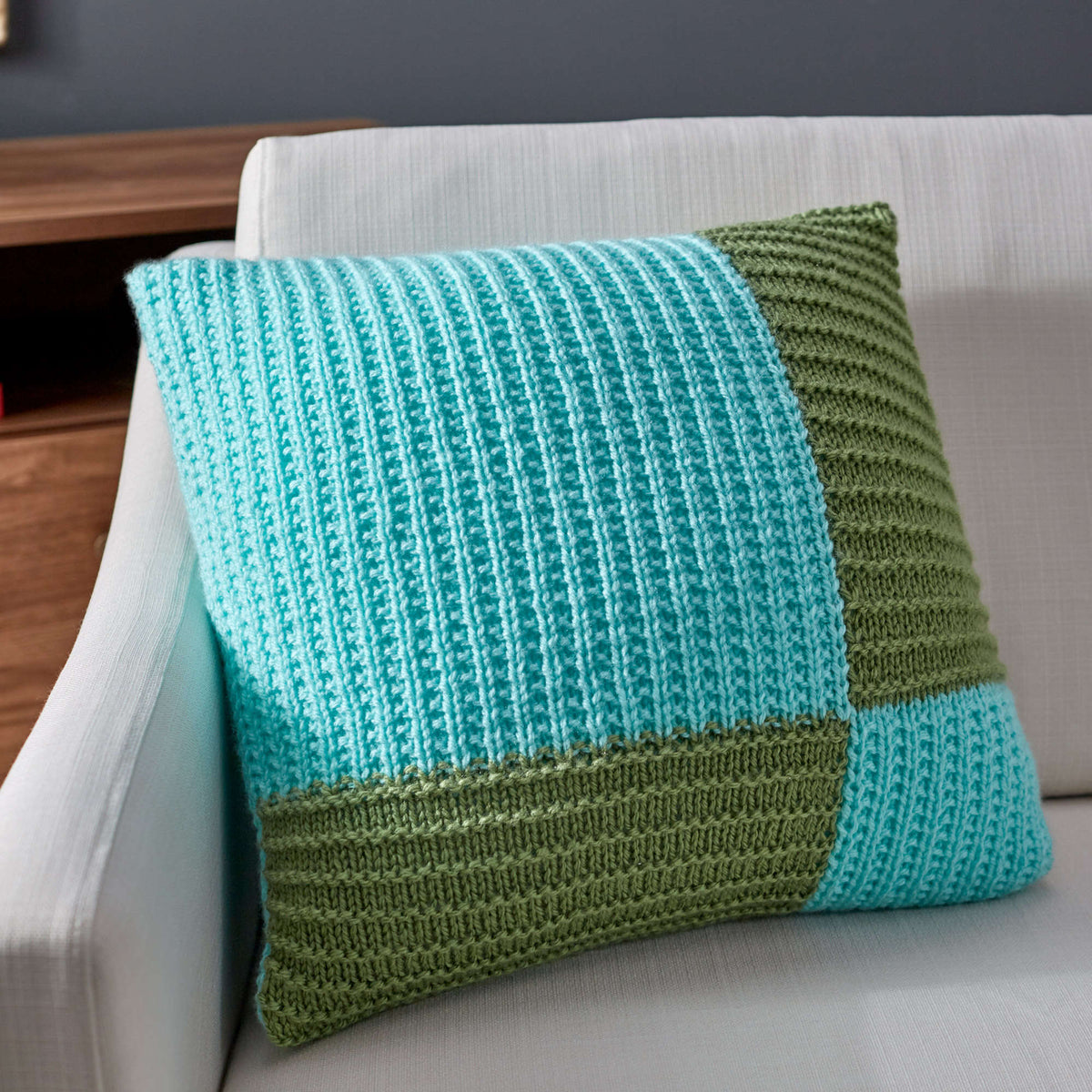 Knit Pillow made in Red Heart Super Saver Chunky Yarn