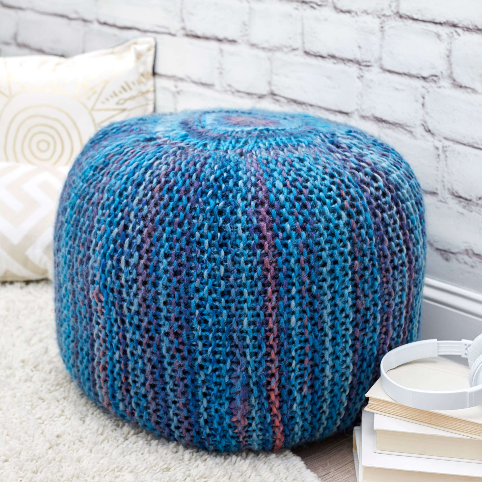 Free Red Heart Pop Of Color Knit Pouf Pattern