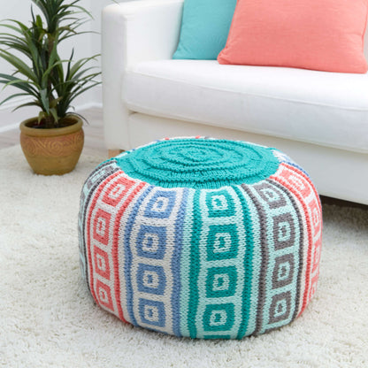 Red Heart Mosaic Squares Pouf Knit Red Heart Mosaic Squares Pouf Knit
