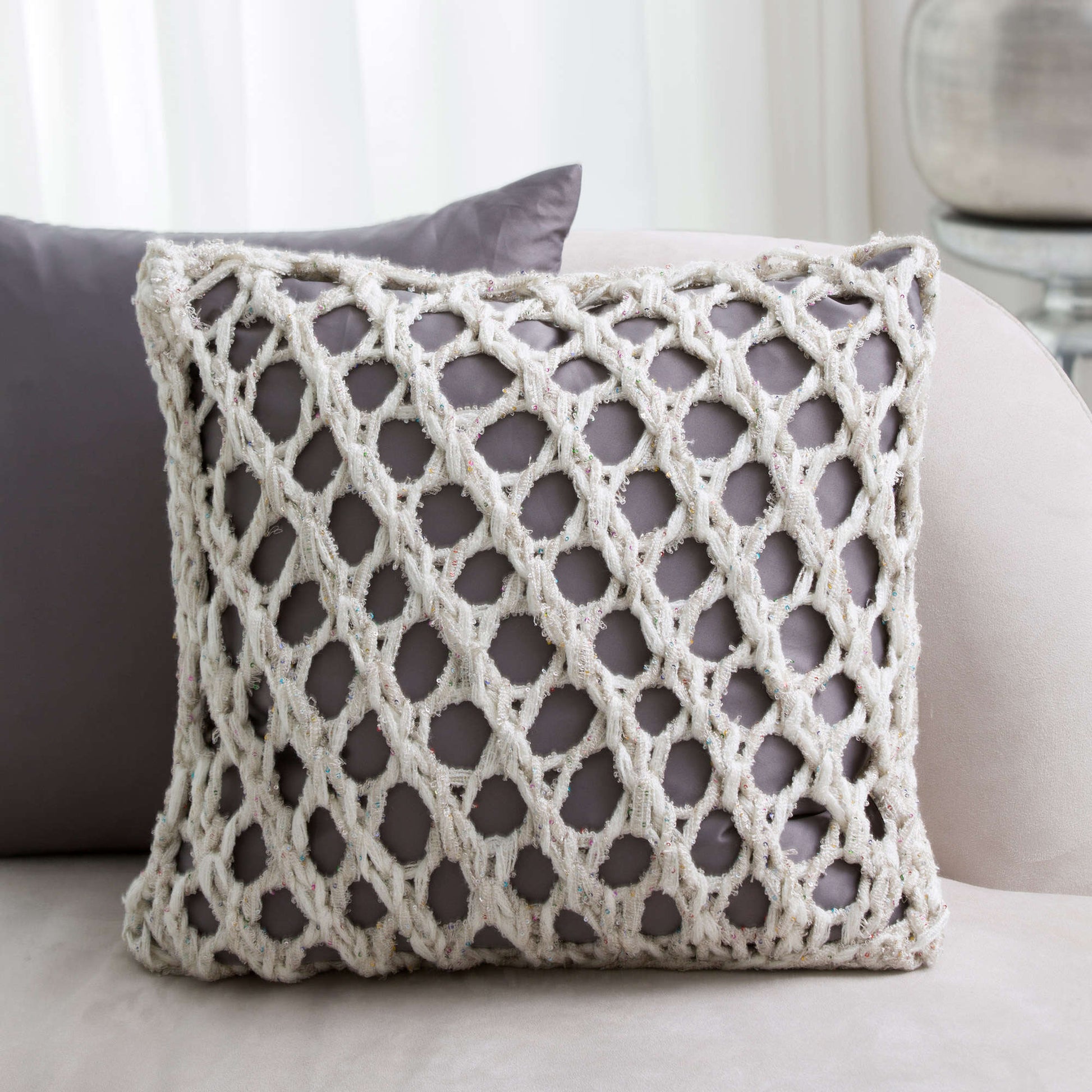 Free Red Heart Mesh Pillow Cover Knit Pattern