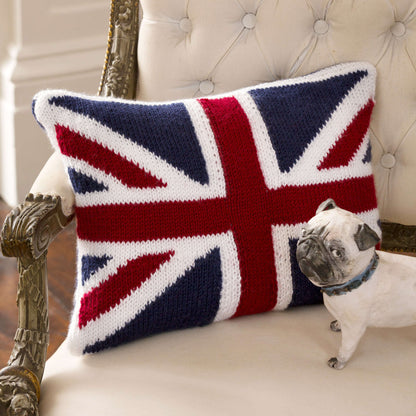 Red Heart Union Jack Pillow Knit Red Heart Union Jack Pillow Knit