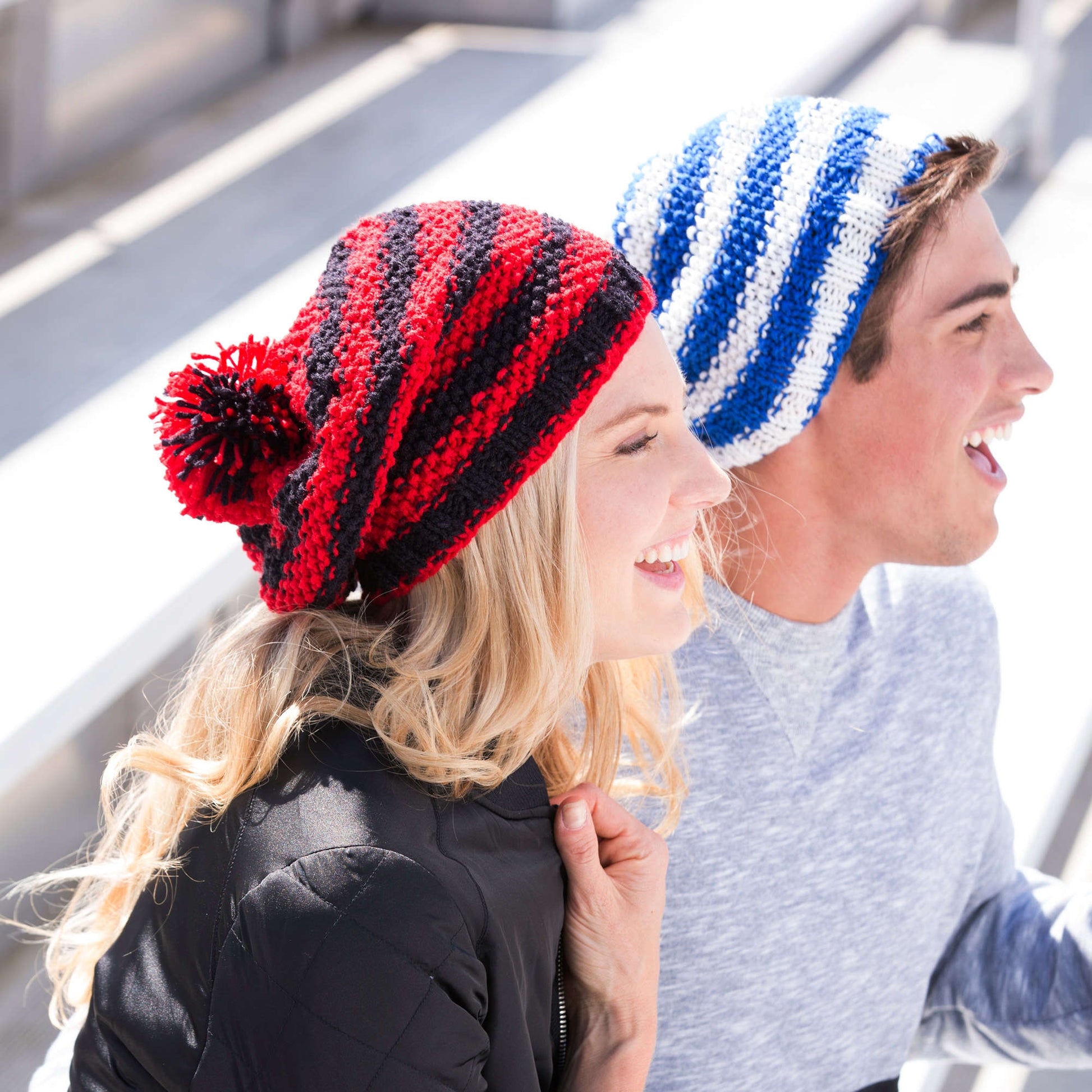 Free Red Heart Let's Go! Slouchy Knit Hat Pattern