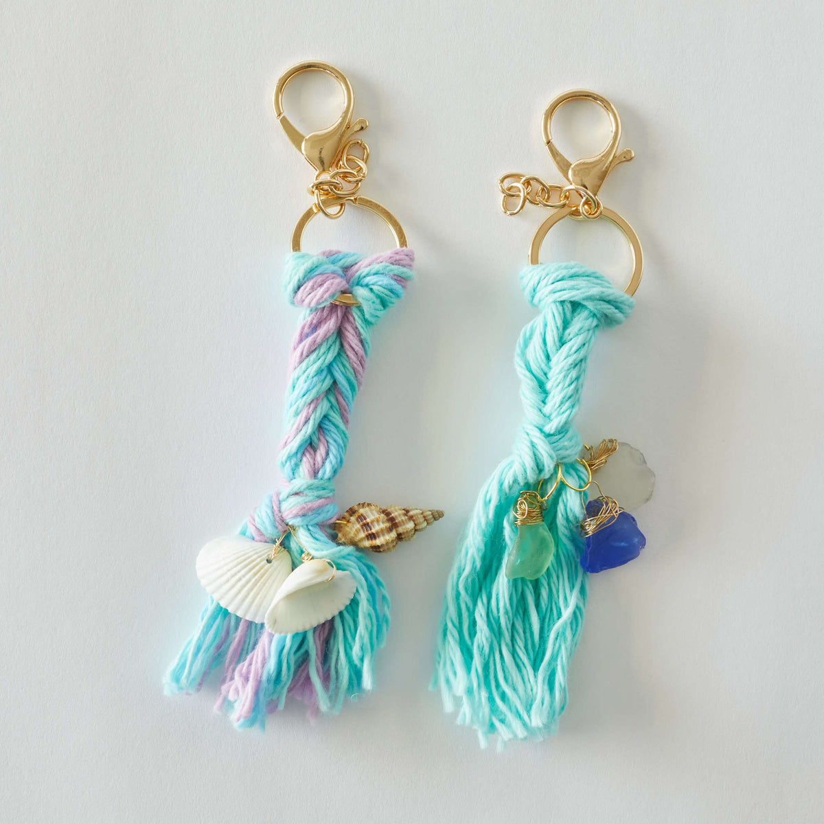 Craft Key Chains made in Red Heart Scrubby Smoothie Yarn