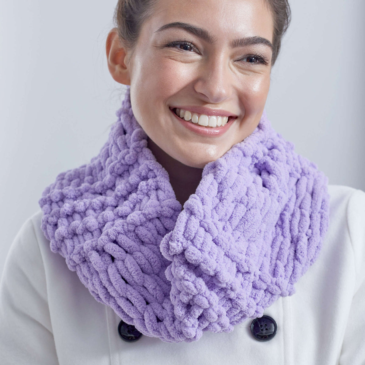 Craft Cowl made in Red Heart Loop-It Yarn