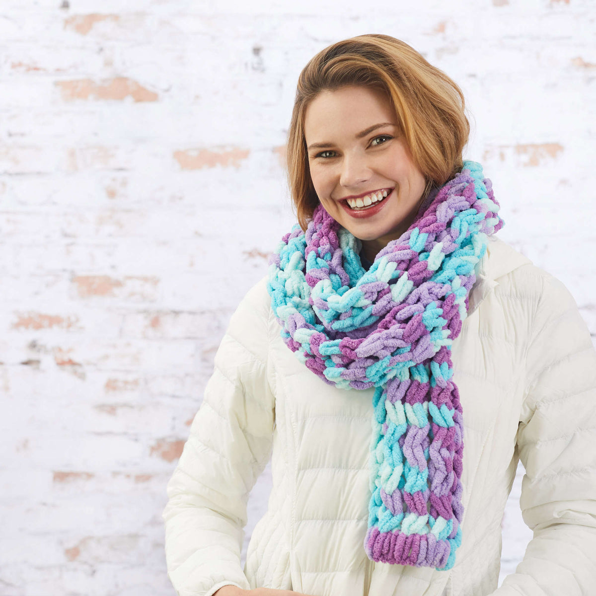 Craft Scarf made in Red Heart Loop-It Yarn