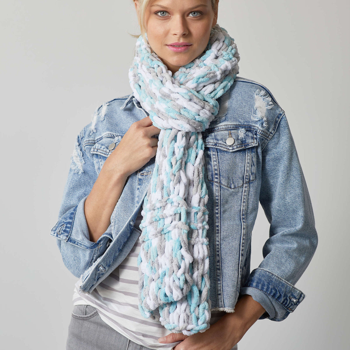 Craft Scarf made in Red Heart Loop-It yarn