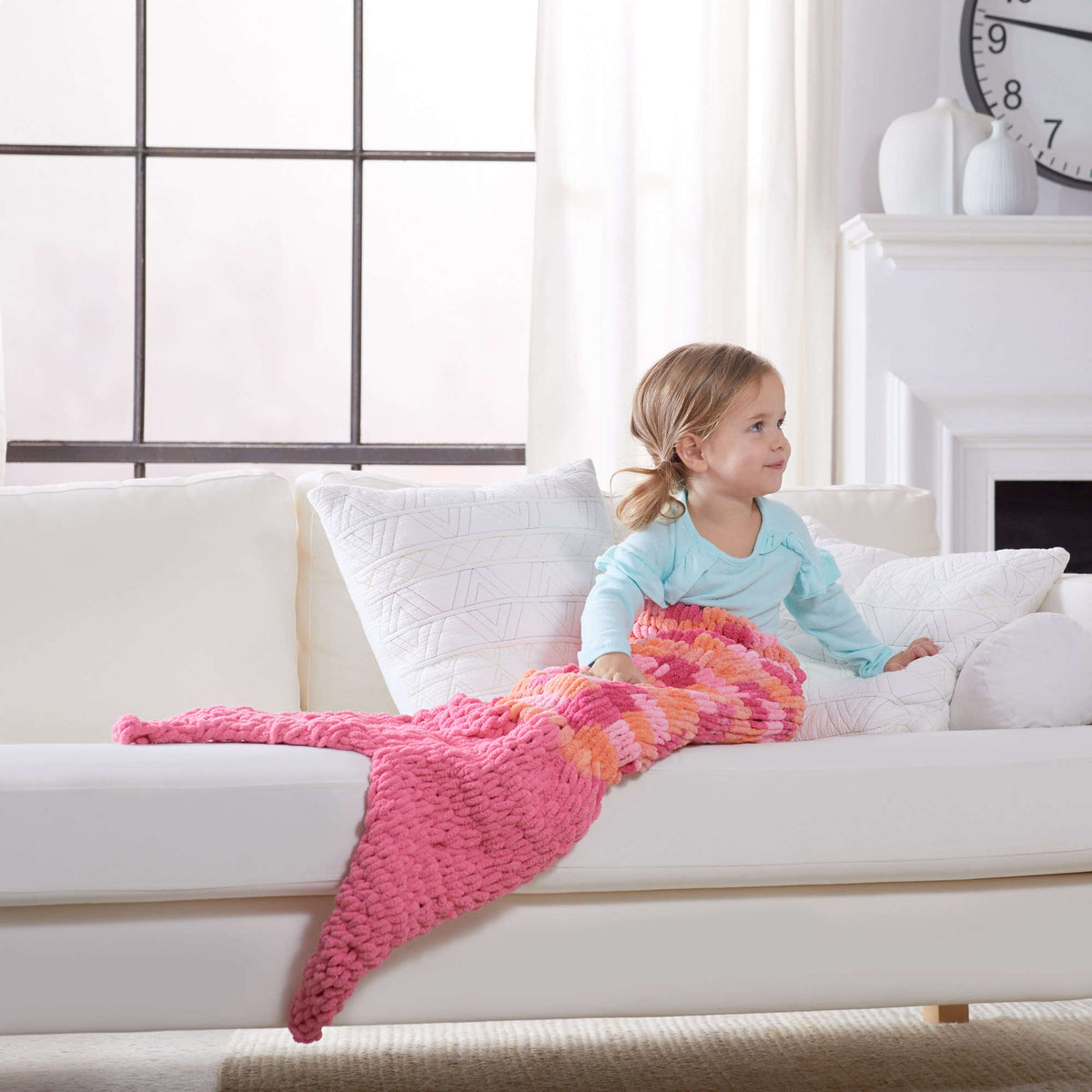 Craft Blanket made in Red Heart Loop-It Yarn