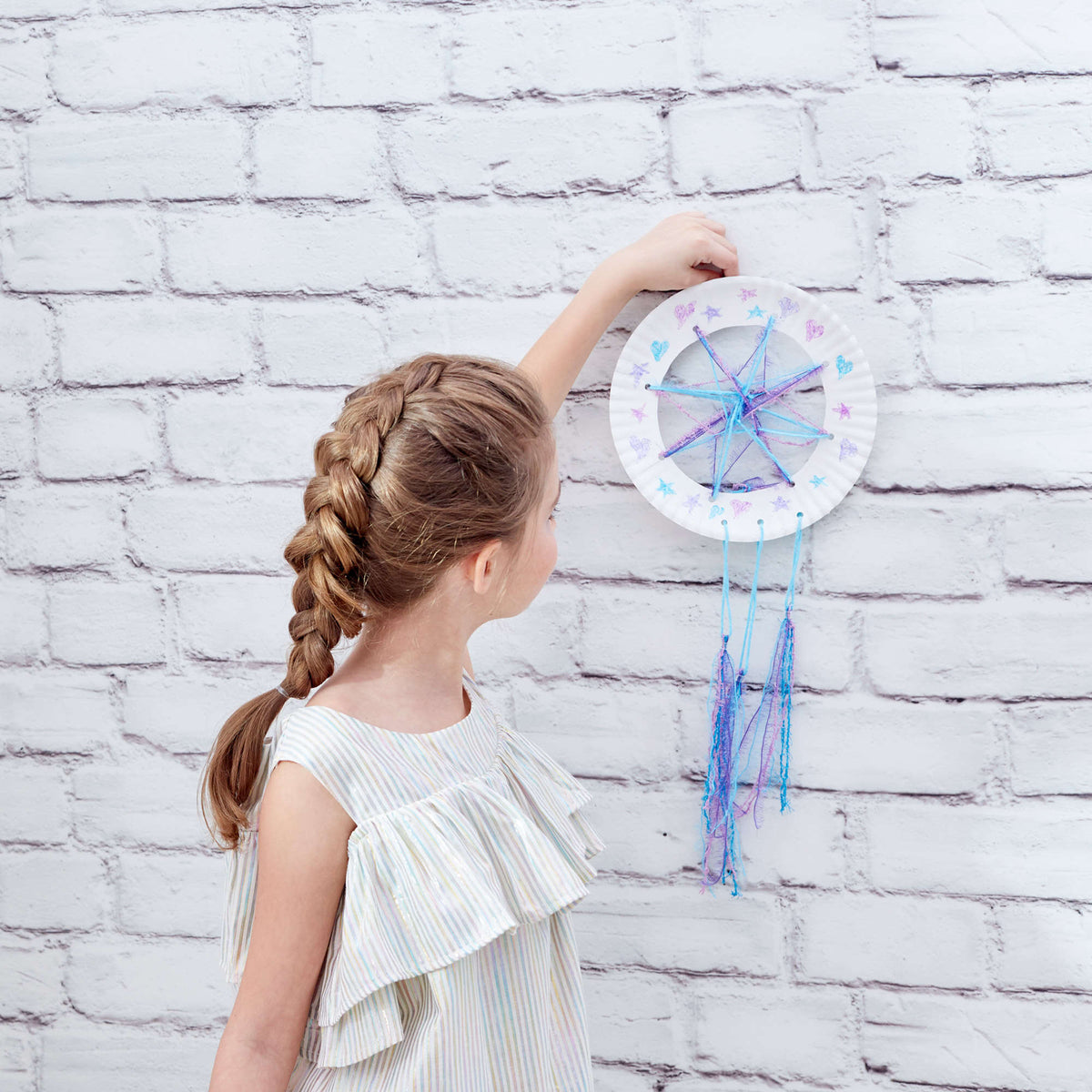Craft Dream Catcher made in Red Heart Scrubby Sparkle Yarn