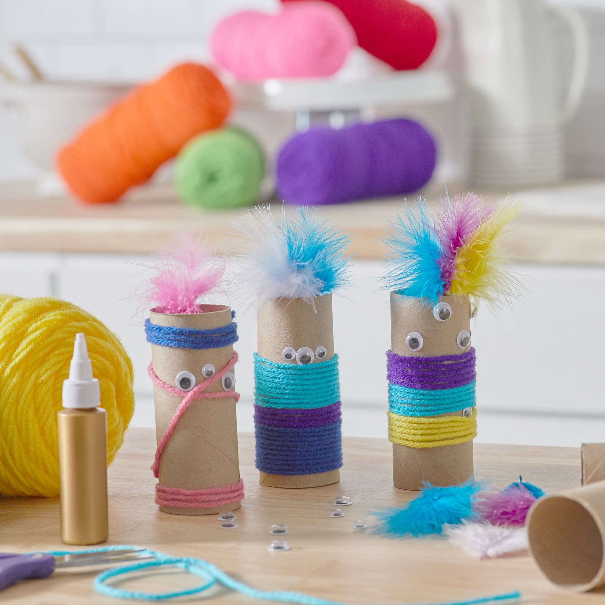 Free Red Heart Paper Tube Monsters Craft Pattern