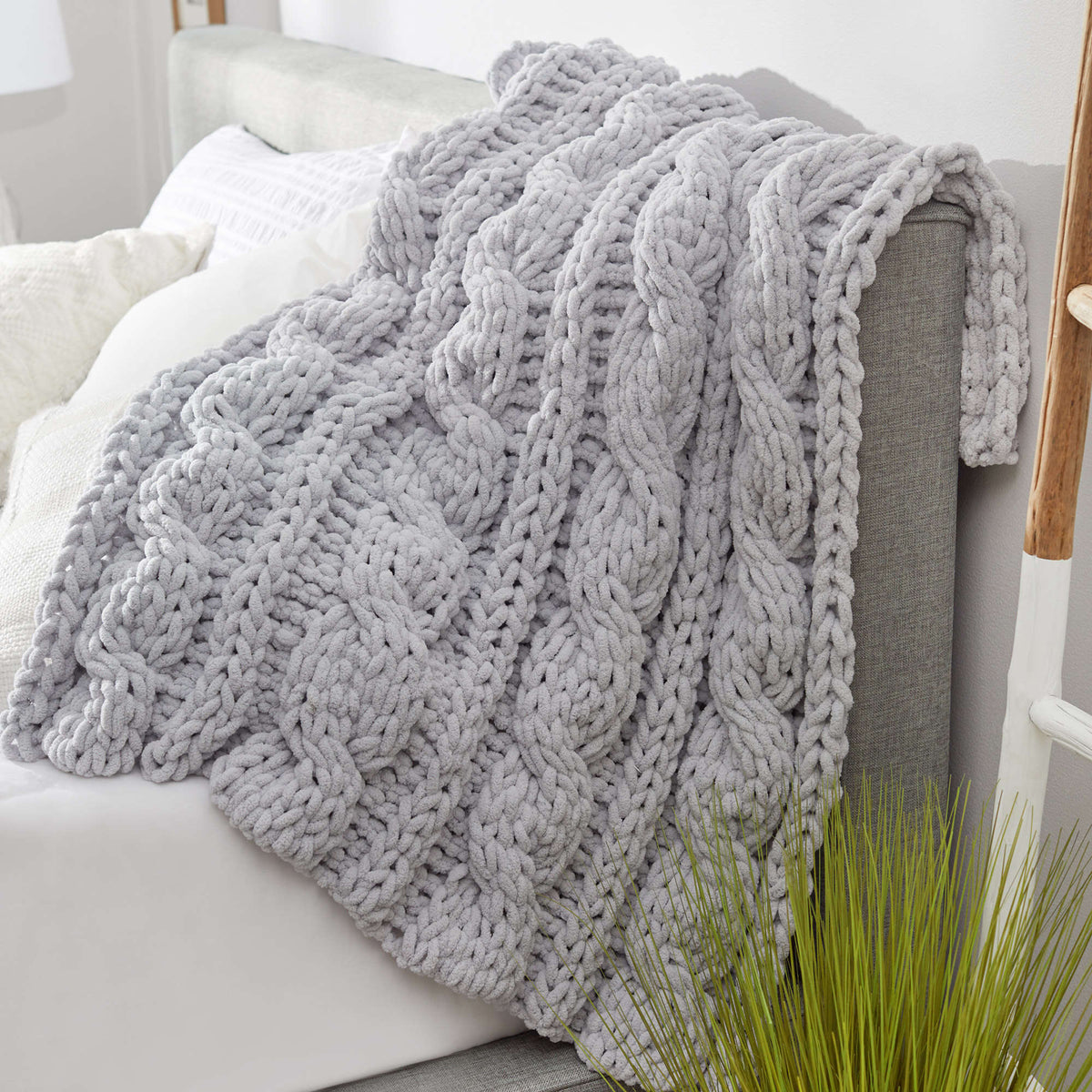 Craft Throw made in Red Heart Loop-It Yarn