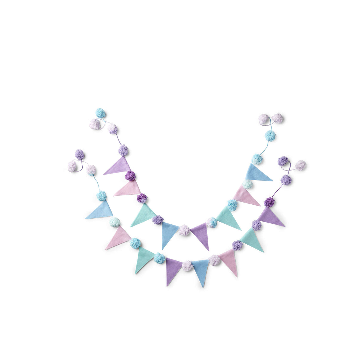 Craft Garland made in Red Heart Pomp-a-Doodle Yarn