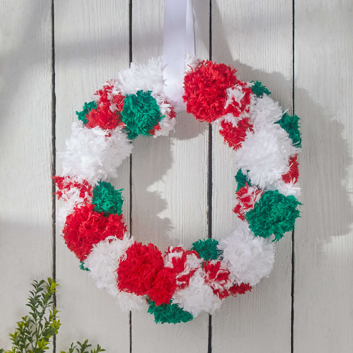Craft Wreath made in Red Heart Fur Yarn