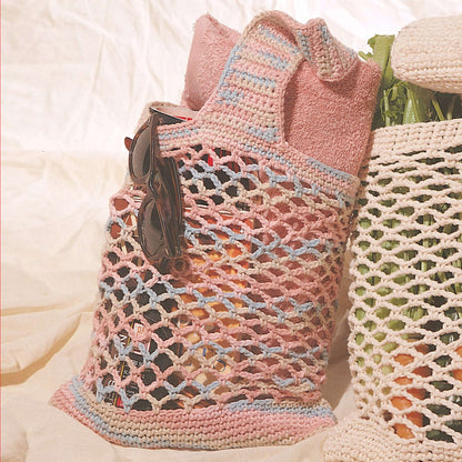 Lily Sugar'n Cream Market Bag Knit Crochet Bag made in Lily Sugar'n Cream The Original yarn
