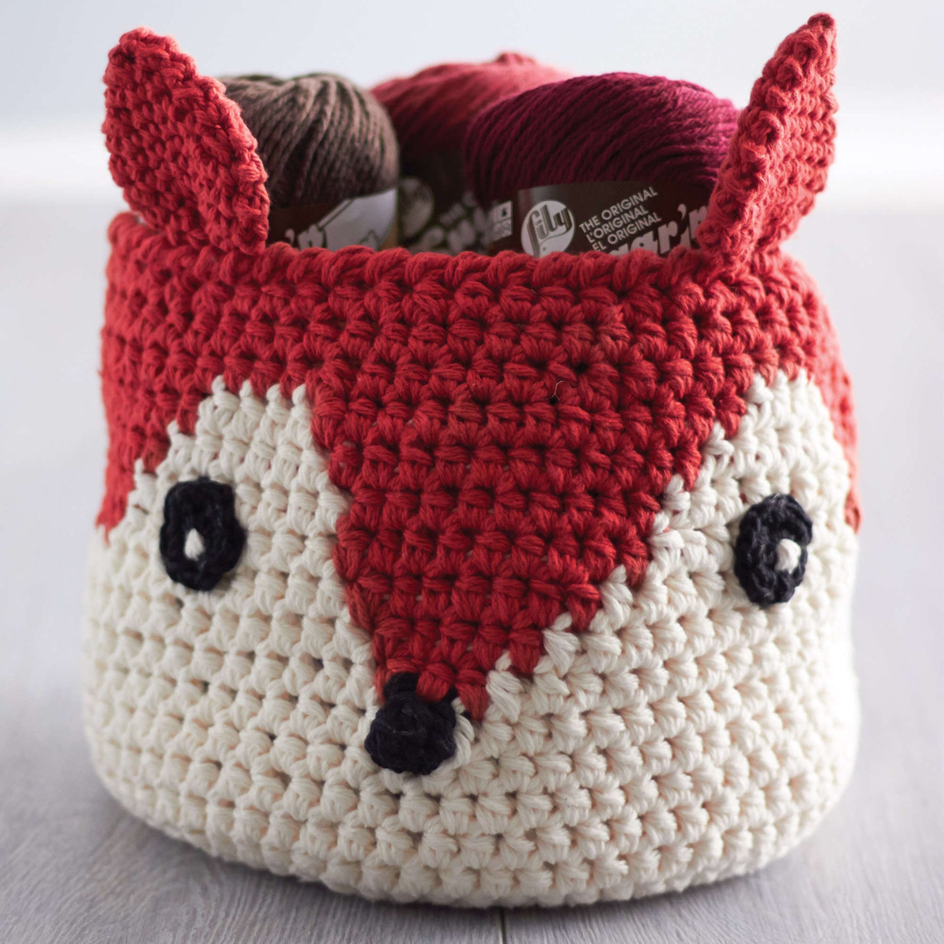 Free Lily Sugar'n Cream Foxy Stash Basket Crochet Pattern