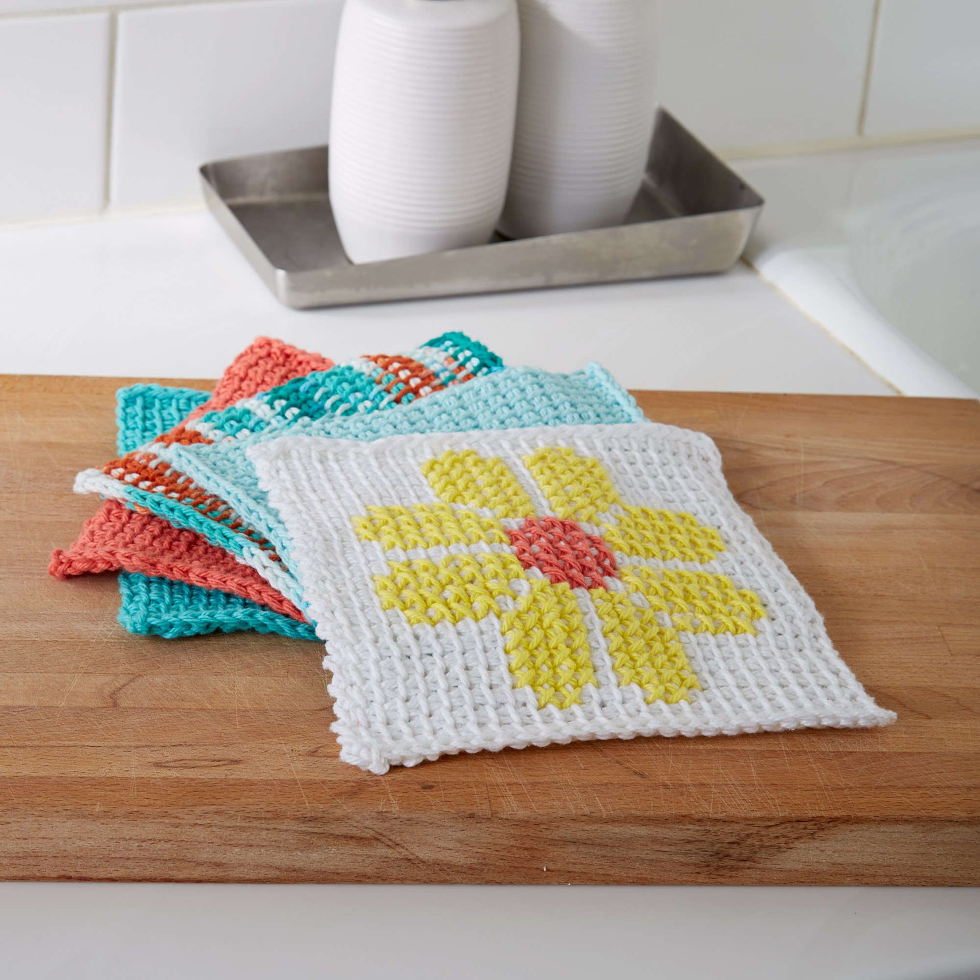 Free Lily Sugar'n Cream Tunisian Simple Stitch Dishcloth Crochet Pattern