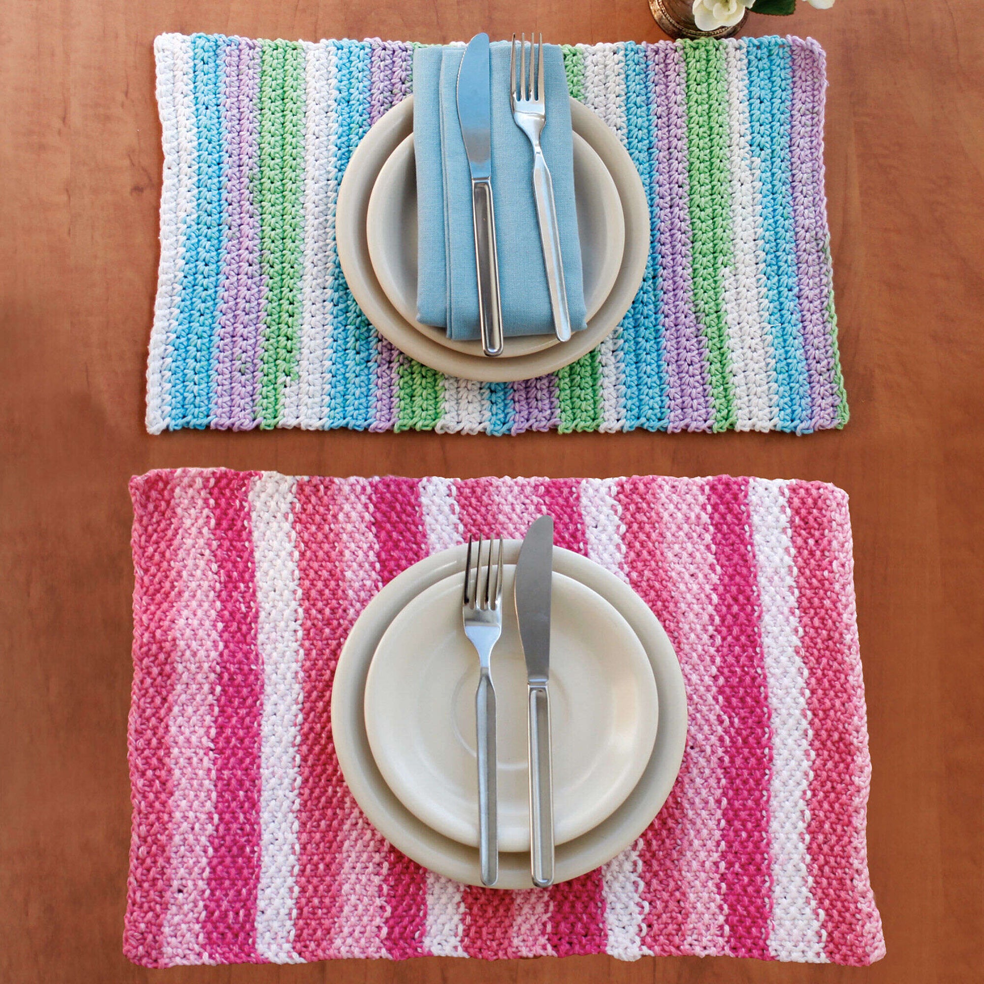 Free Lily Sugar'n Cream Stripes Placemat Knit Pattern