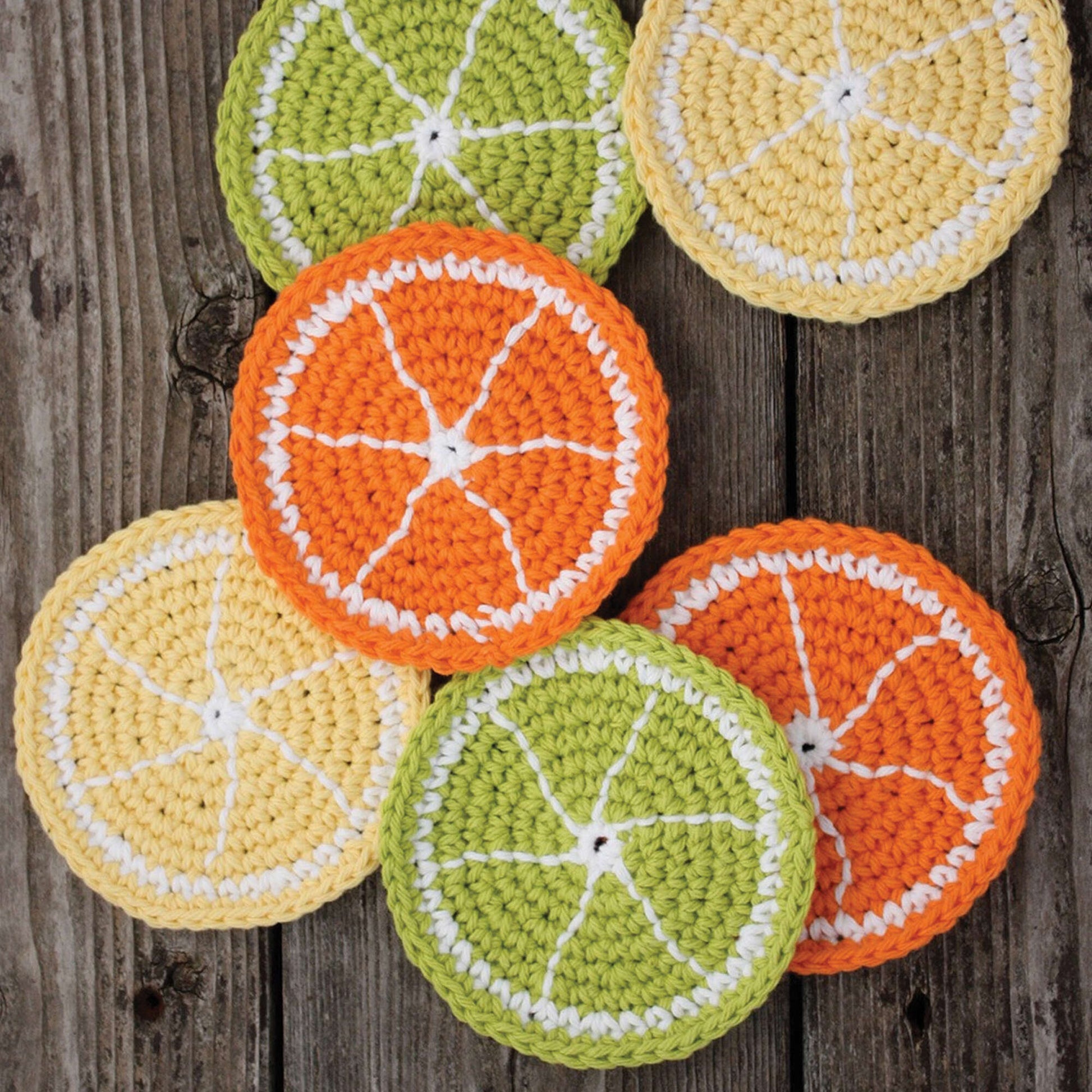 Free Lily Sugar'n Cream Citrus Slice Coasters Crochet Pattern