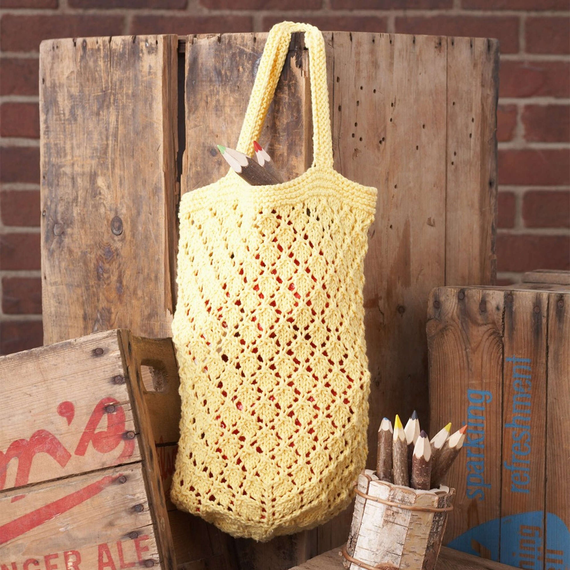 Free Lily Sugar'n Cream Lattice Lace Market Bag Knit Pattern