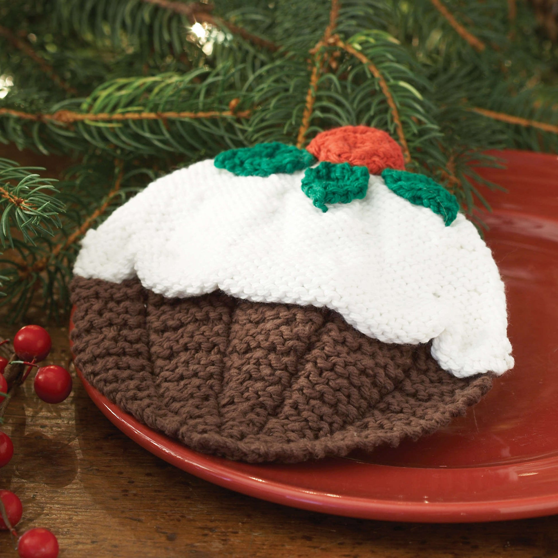 Free Lily Sugar'n Cream Christmas Pudding Dishcloth Knit Pattern