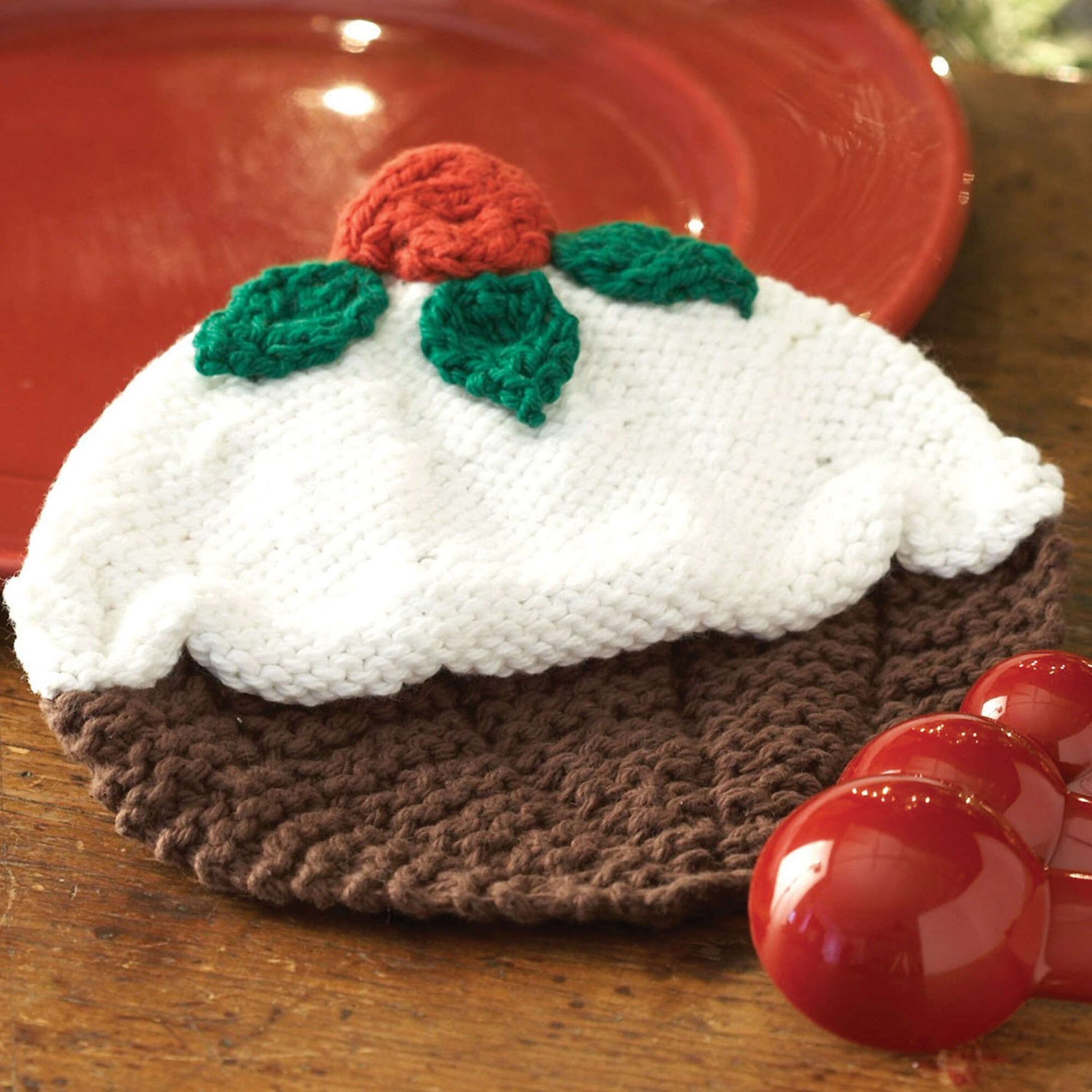 Free Lily Sugar'n Cream Christmas Pudding Dishcloth Knit Pattern