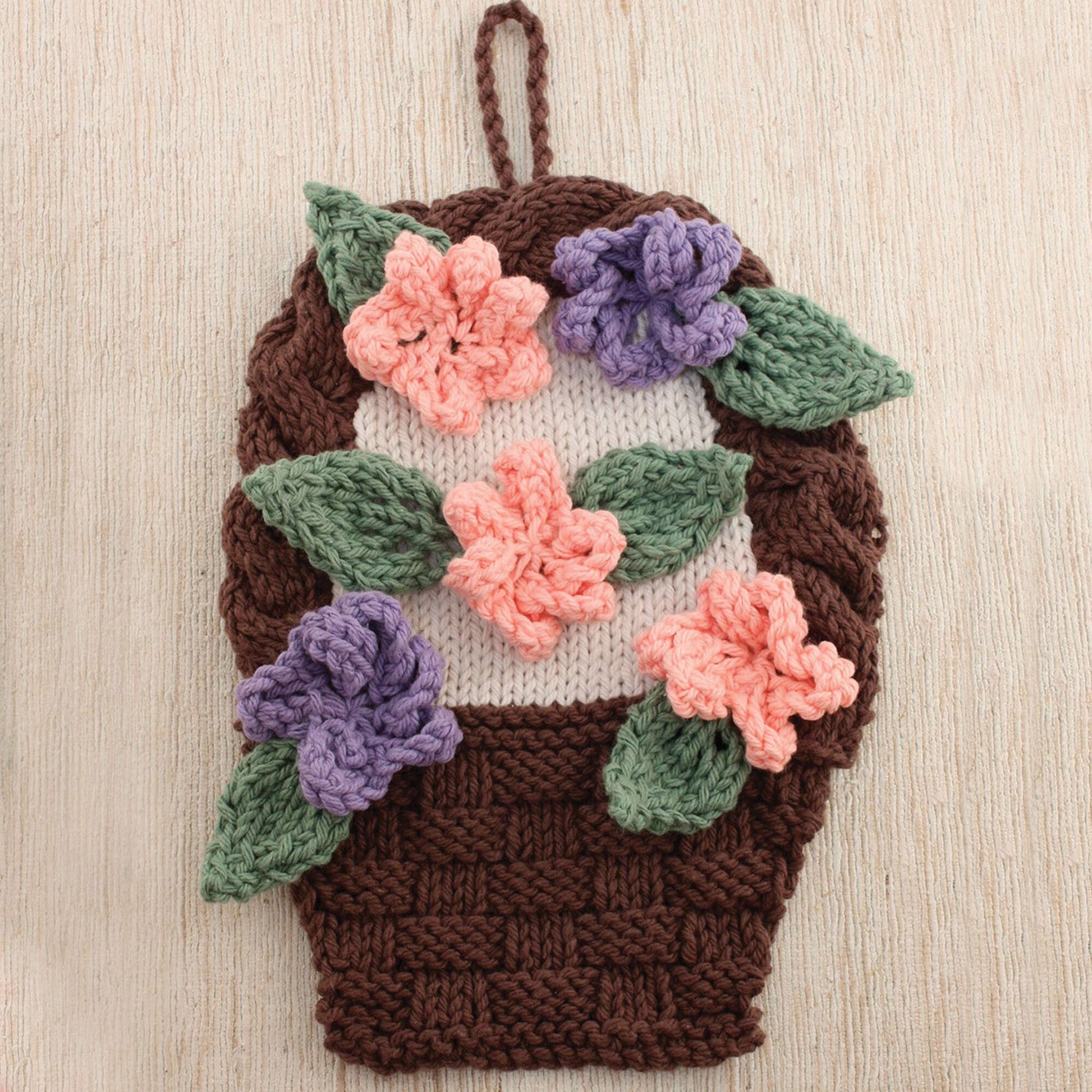 Free Lily Sugar'n Cream Flower Basket Dishcloth Knit Pattern
