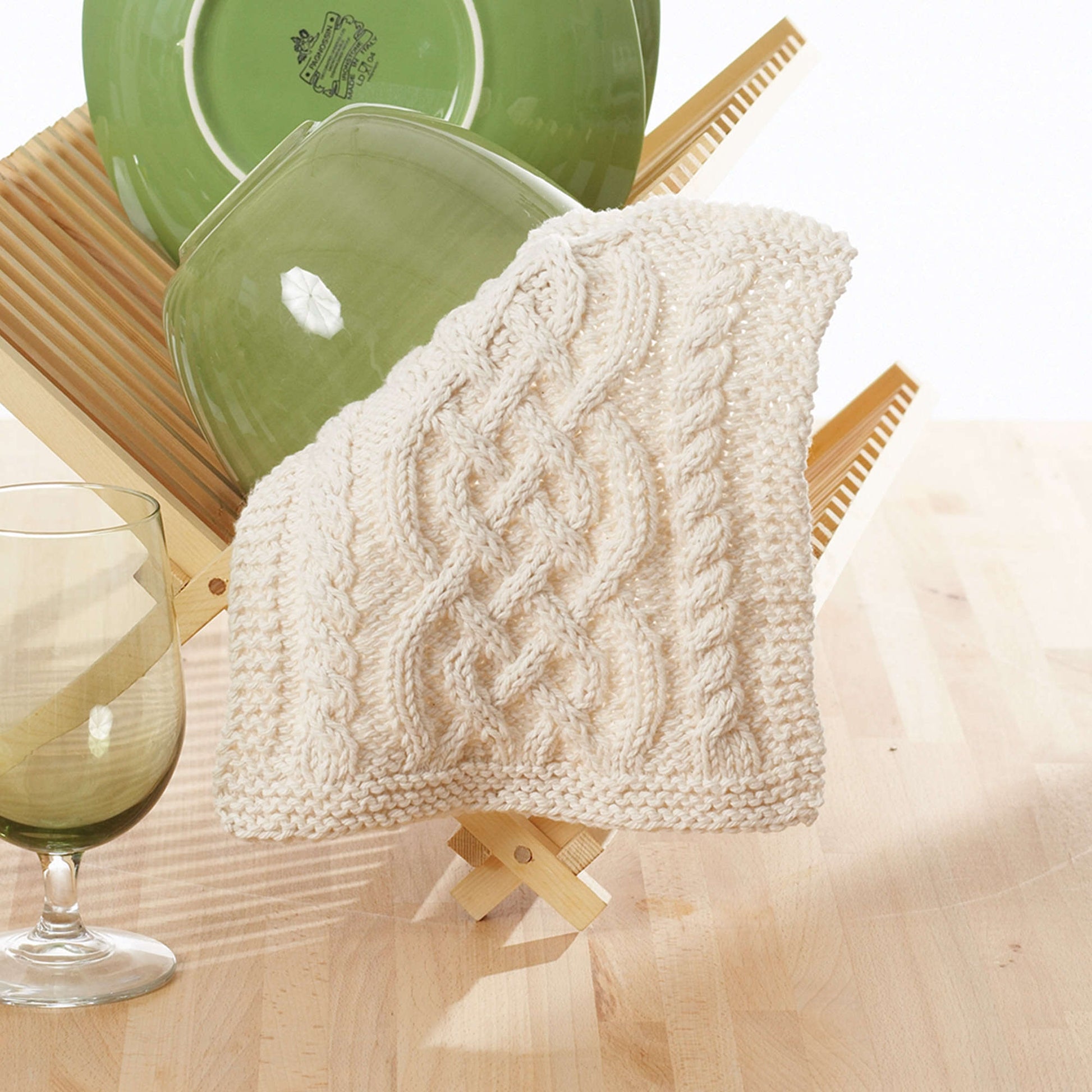 Free Lily Sugar'n Cream Celtic Cables Dishcloth Knit Pattern