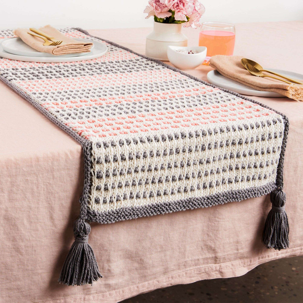 Knit Table Runner made in Lily Sugar'n Cream The Original yarn