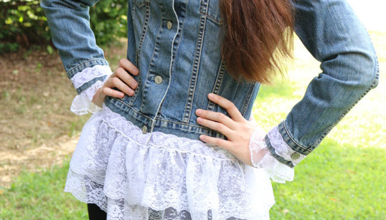 Image of Lace Trimmed Jean Jacket thumbnail
