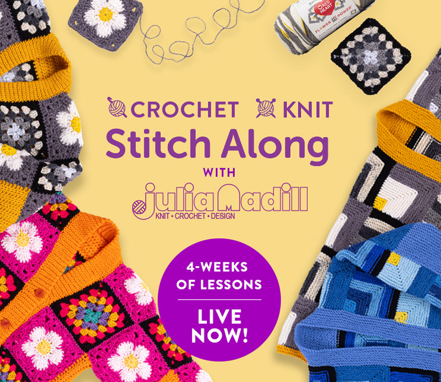 SAL 2025 Red Heart Crochet Patchwork Jacket Lessons