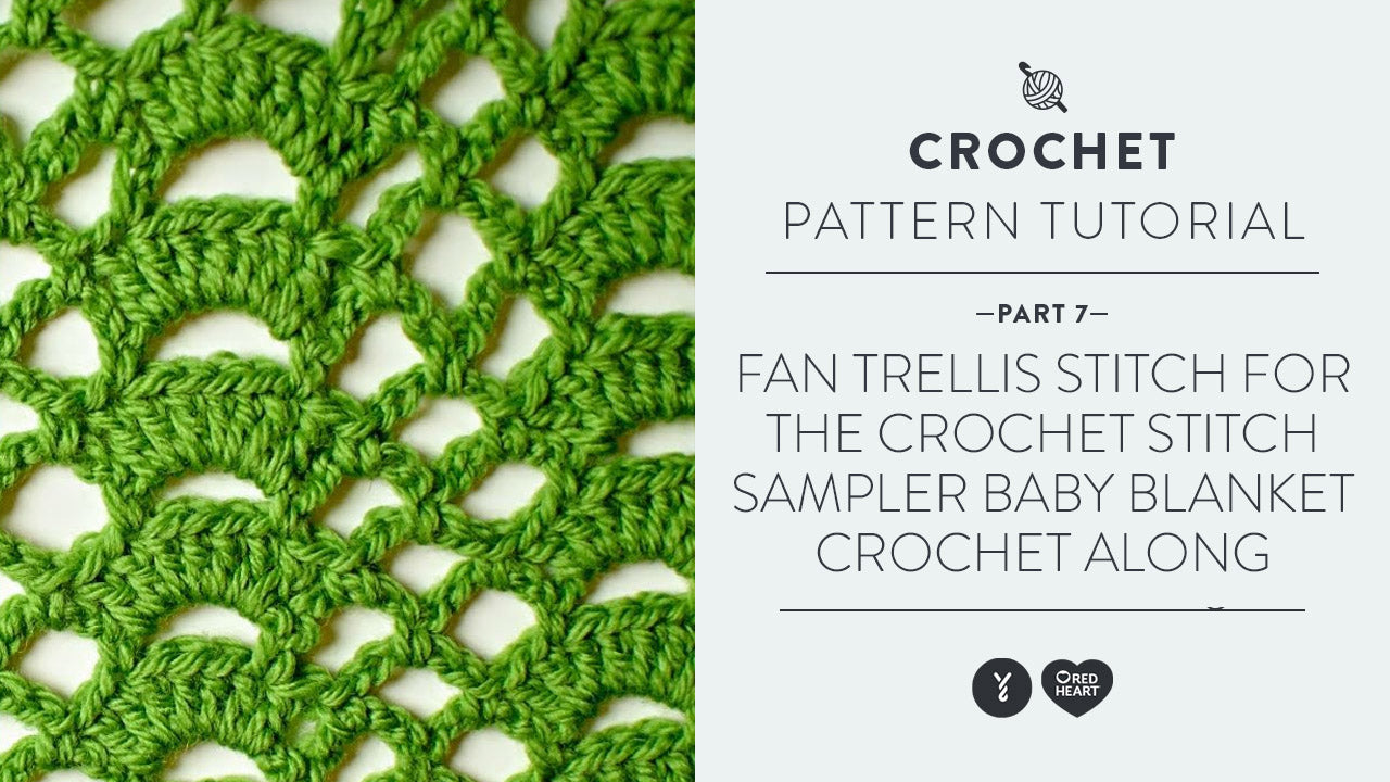Image of Fan Trellis Stitch for the Crochet Stitch Sampler Baby Blanket Crochet Along thumbnail