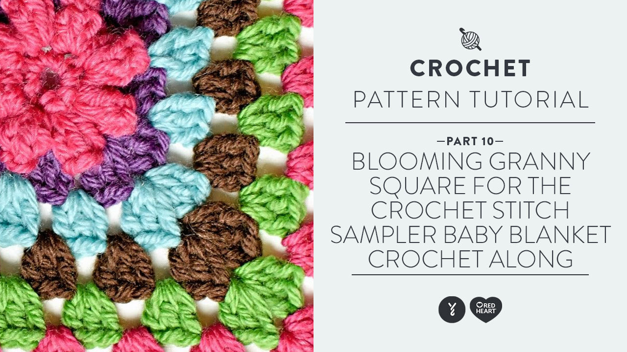Image of Blooming Granny Square for the Crochet Stitch Sampler Baby Blanket Crochet Along thumbnail