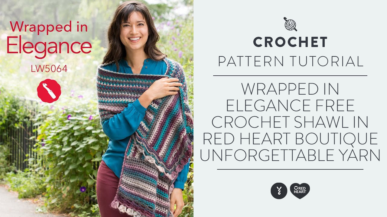 Image of Wrapped in Elegance Free Crochet Shawl in Red Heart Boutique Unforgettable Yarn thumbnail