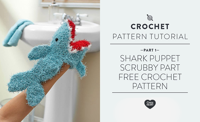 Image of Shark Puppet Scrubby Part 1 of 2 | Free Crochet Pattern thumbnail