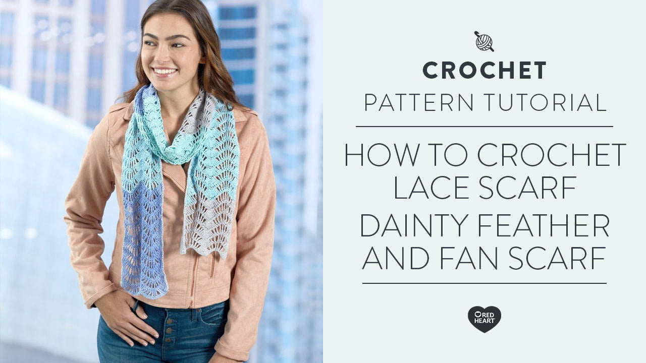 Image of How to Crochet Lace Scarf -- Dainty Feather and Fan Scarf thumbnail