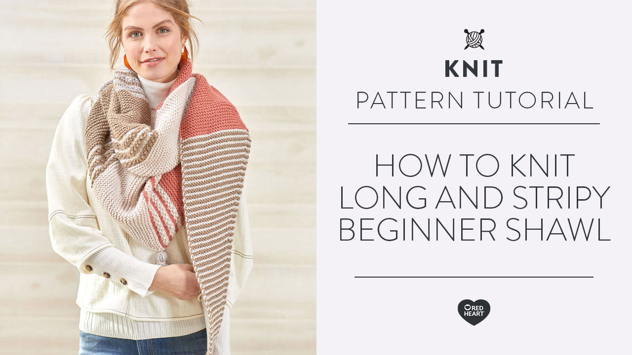 Image of How to Knit Long and Stripy Beginner Shawl thumbnail