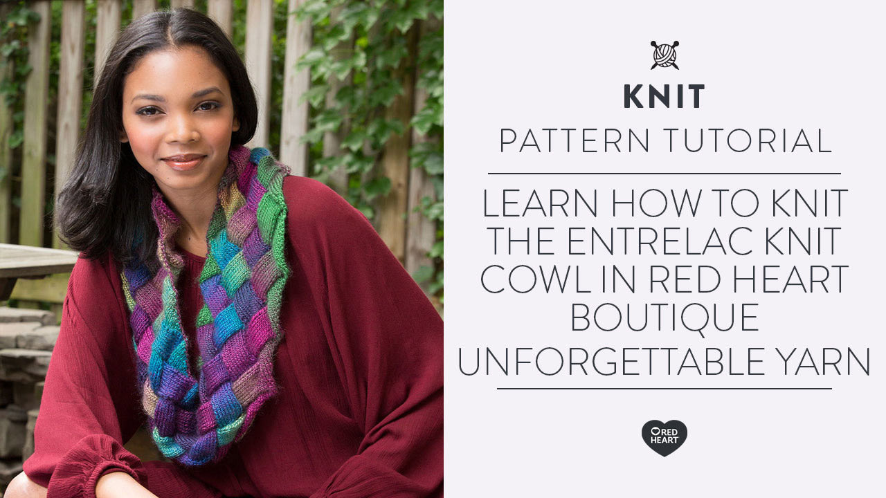 Image of Learn How to Knit the Entrelac Knit Cowl in Red Heart Boutique Unforgettable Yarn thumbnail