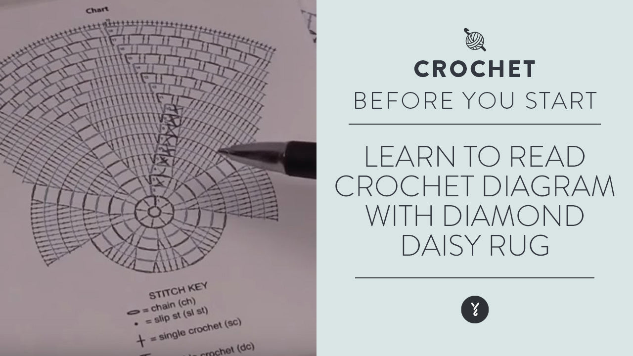 Image of Learn  Read Crochet Diagram with Diamond Daisy Rug thumbnail