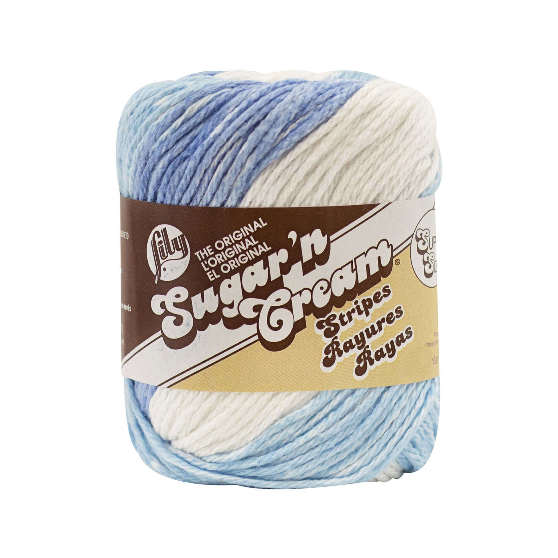 Lily Sugar and Cream Cotton Yarn, Holiday Stripes, 285 Foot