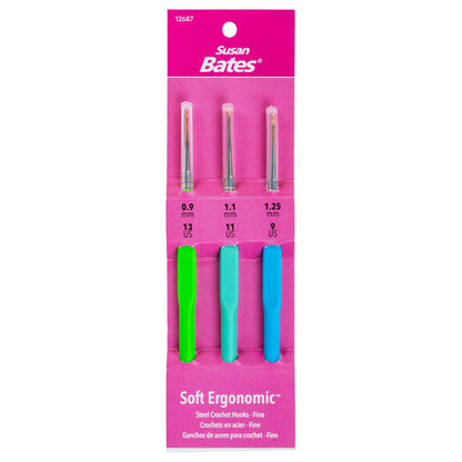Susan Bates Soft Ergonomic Crochet Hook Set: Sizes 0.9, 1.1, 1.25 MM Susan Bates Soft Ergonomic Crochet Hook Set: Sizes 0.9, 1.1, 1.25 MM