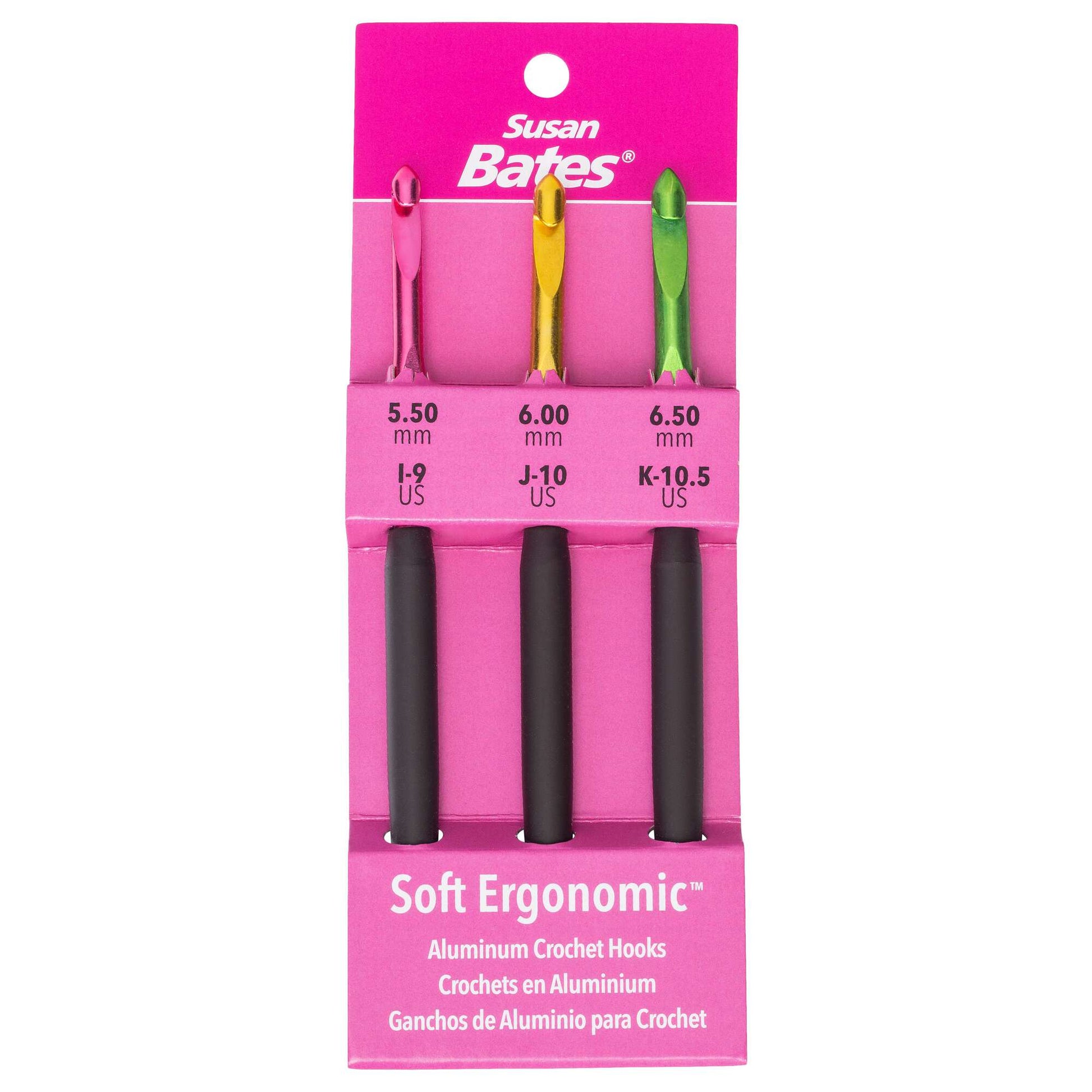 Susan Bates Soft Ergonomic Crochet Hook Set Sizes I, J, K Yarnspirations