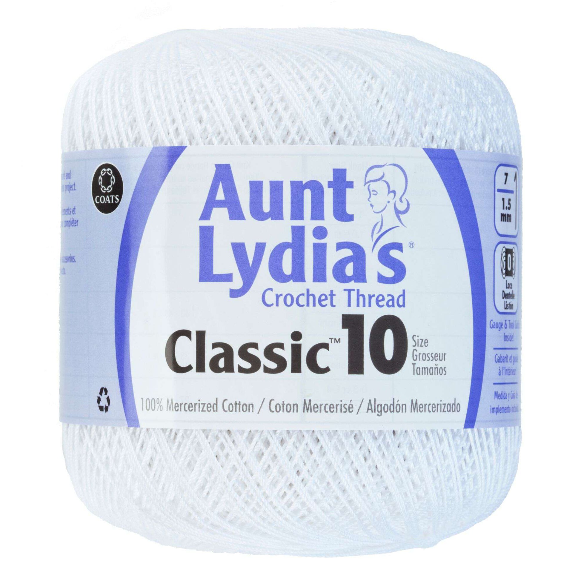 Aunt Lydia's Classic Crochet Thread Size 10 - Clearance shades White