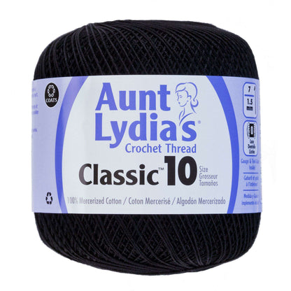 Aunt Lydia's Classic Crochet Thread Size 10 - Clearance shades Black