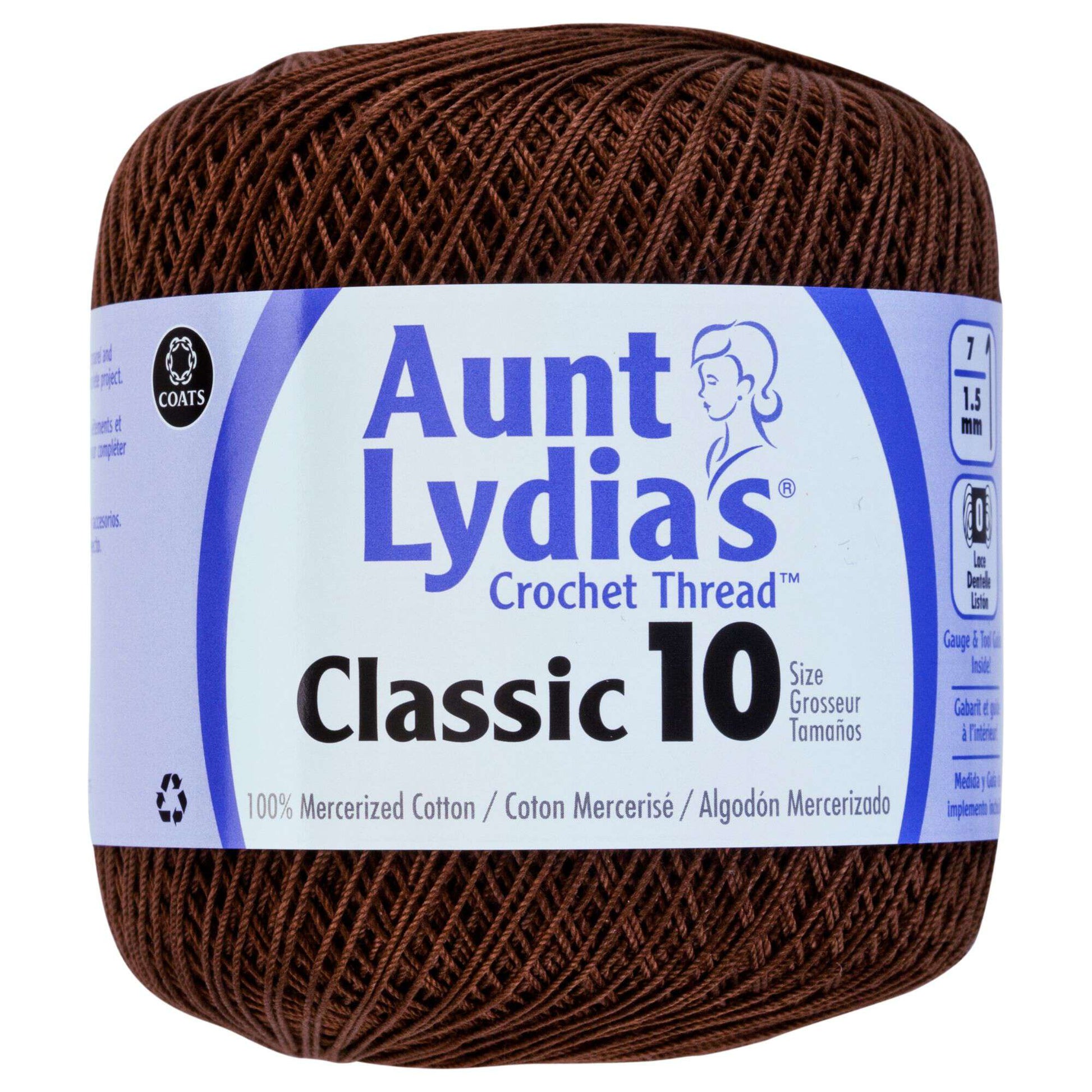 Aunt Lydia's Classic Crochet Thread Size 10 - Clearance shades Fudge Brown