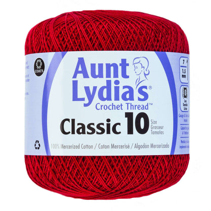 Aunt Lydia's Classic Crochet Thread Size 10 - Clearance shades Cardinal Red
