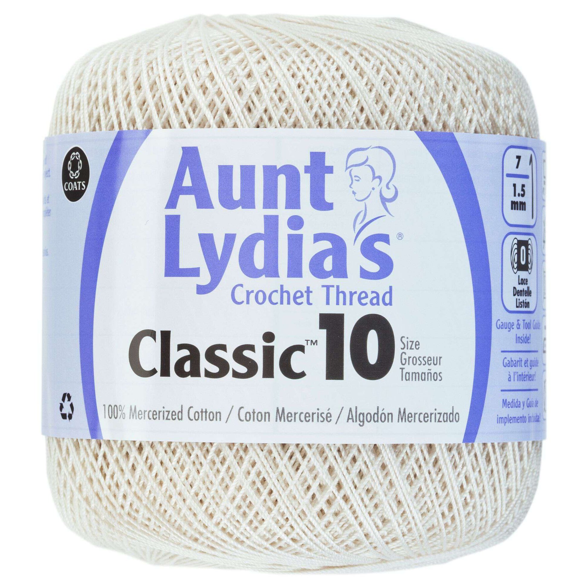 Aunt Lydia's Classic Crochet Thread Size 10 - Clearance shades Antique White