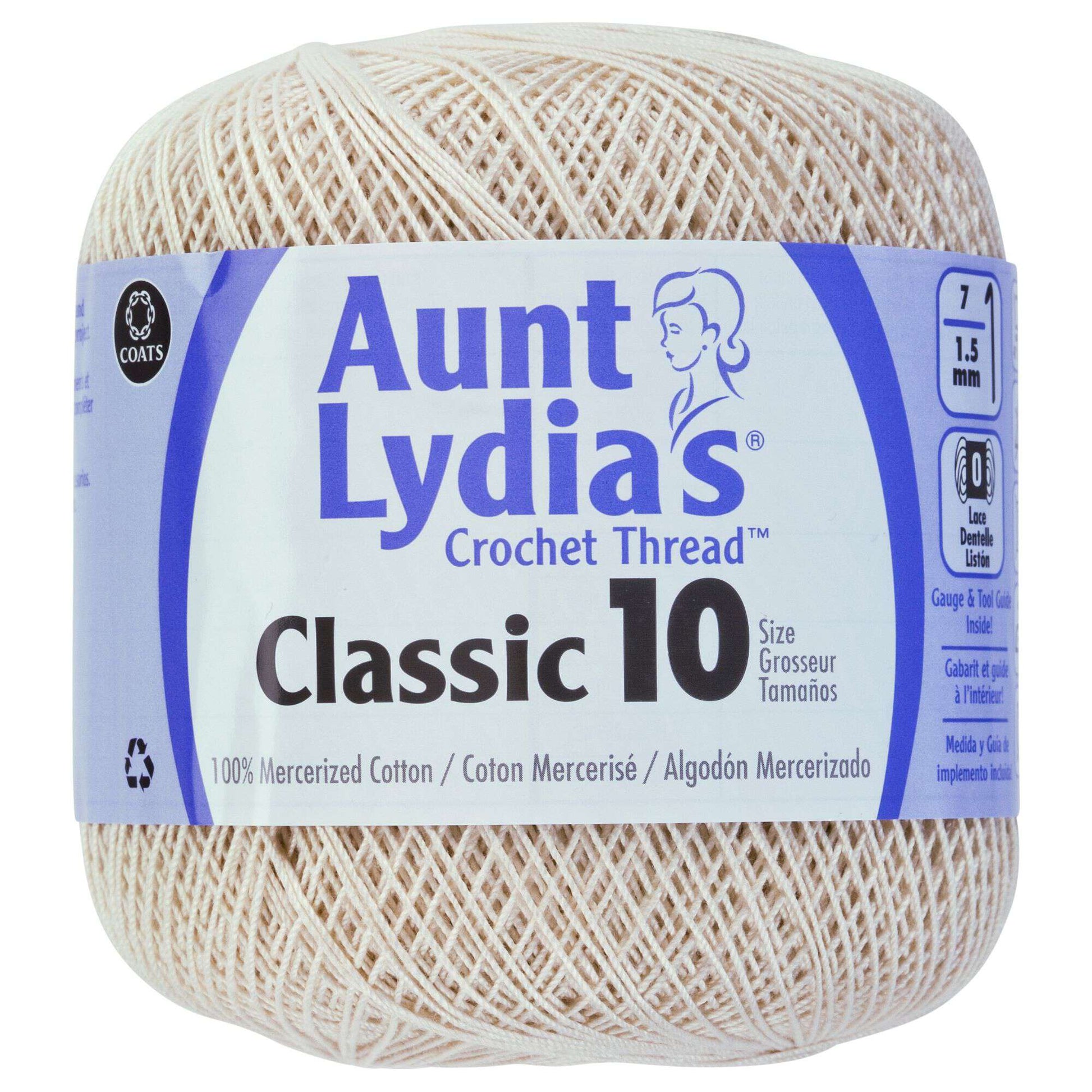 Aunt Lydia's Classic Crochet Thread Size 10 - Clearance shades Ecru