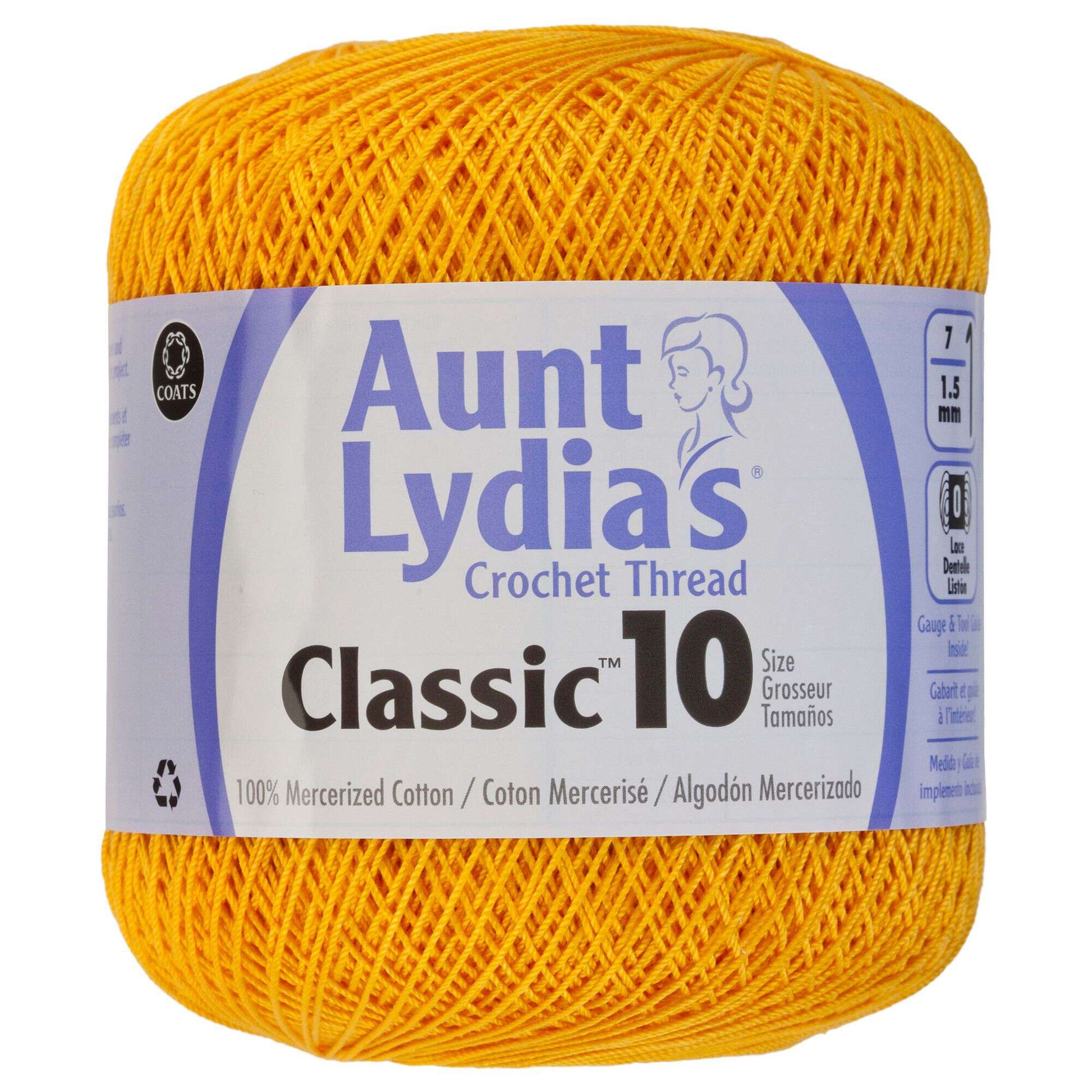 Aunt Lydia's Classic Crochet Thread Size 10 - Clearance shades Goldenrod