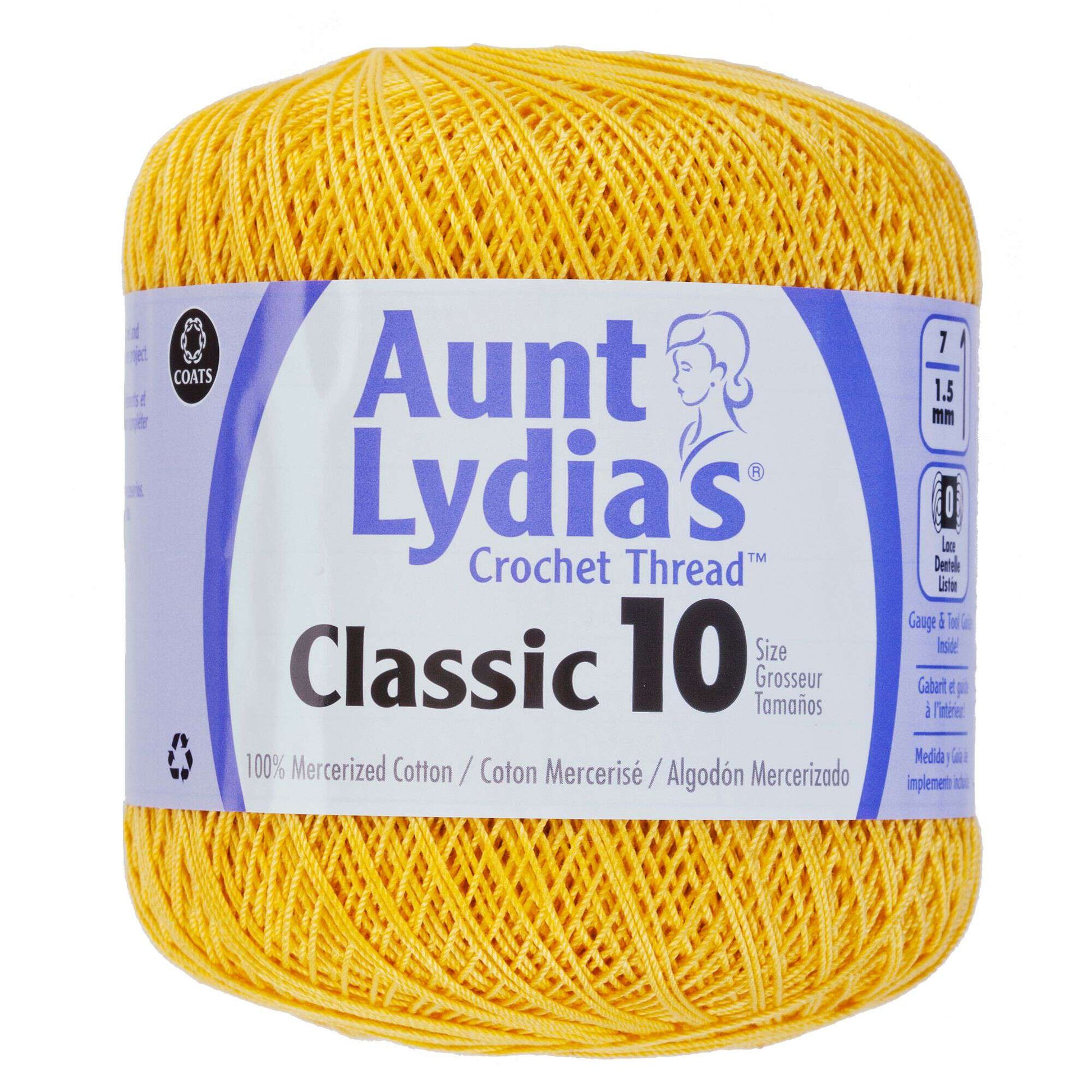 Aunt Lydia's Classic Crochet Thread Size 10 - Clearance shades Golden Yellow