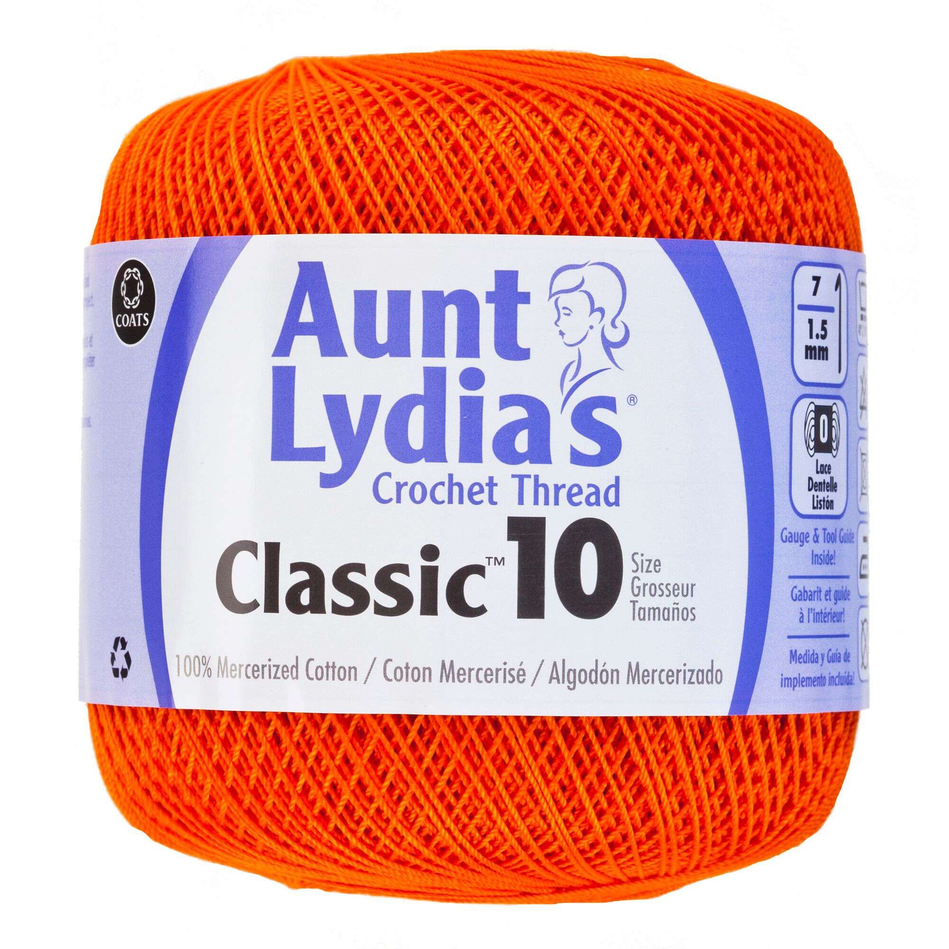 Aunt Lydia's Classic Crochet Thread Size 10 - Clearance shades Pumpkin
