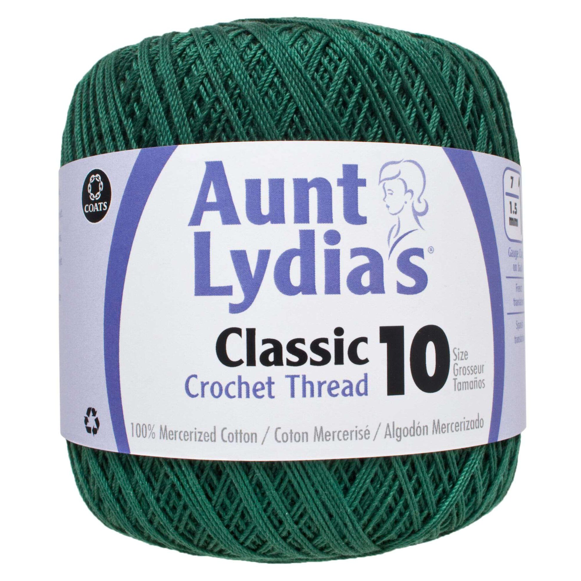 Aunt Lydia's Classic Crochet Thread Size 10 - Clearance shades Forest Green